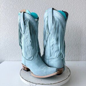 Lane SENITA FALLS Blue Cowboy Boots Fringe Western Cowgirl Mid Calf Womens 7.5